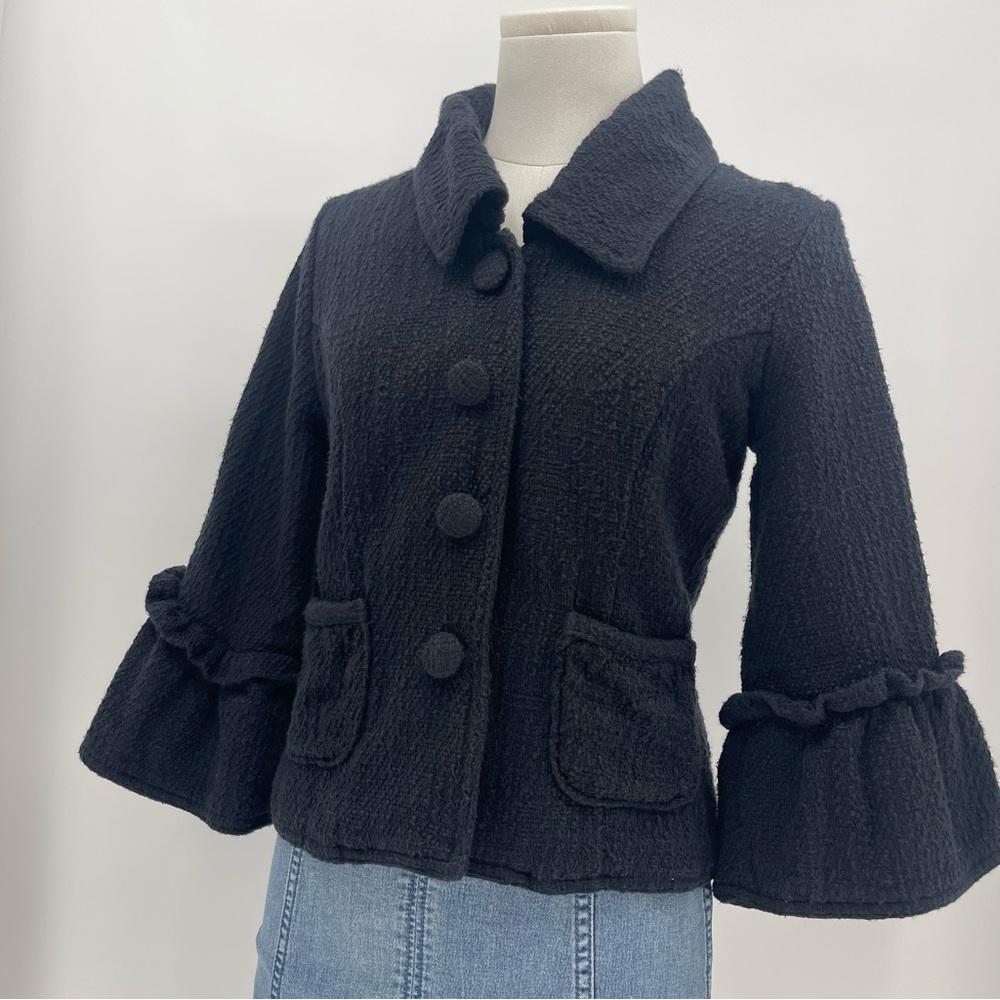 VTG Wet Seal Black Bell Sleeve Cropped Coat Whimsigoth Fairy Indie Boho Cottage